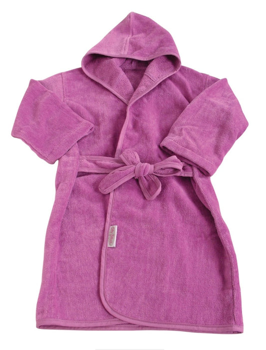 Organic mini me bath robe plum