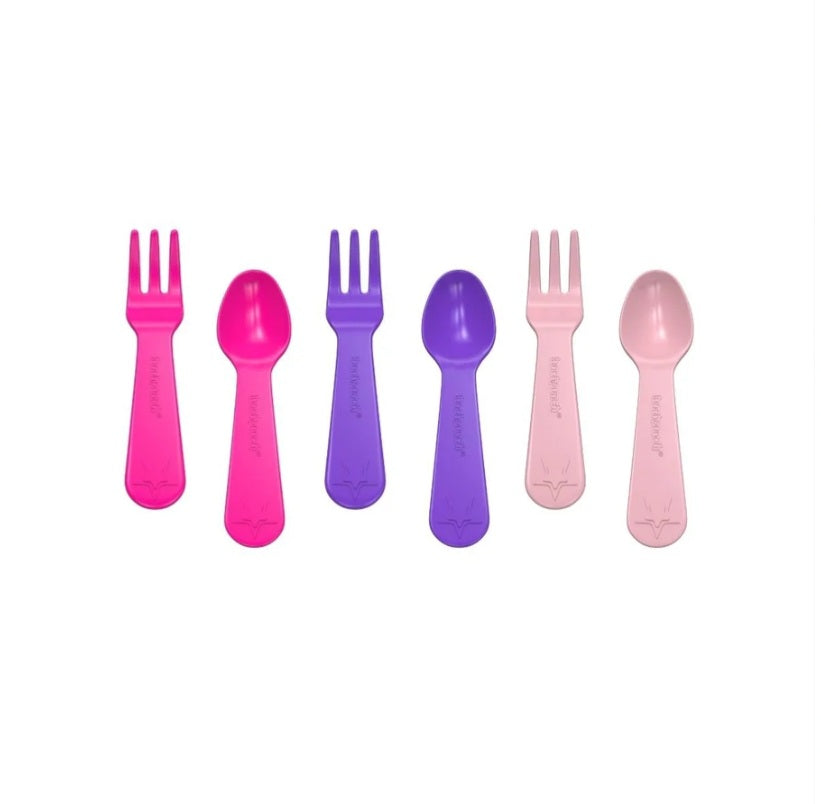 Lunch Punch fork and spoon set -Pink