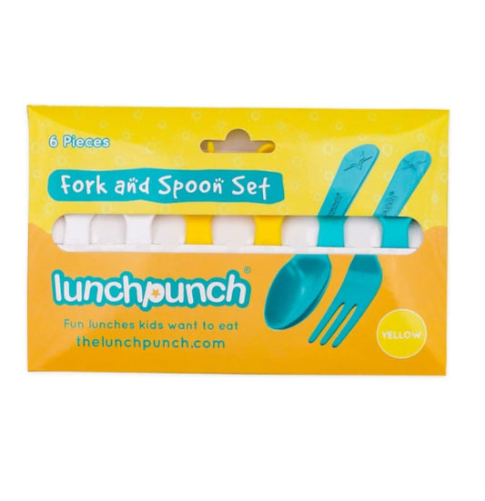 Lunch Punch fork and spoon set -yellow